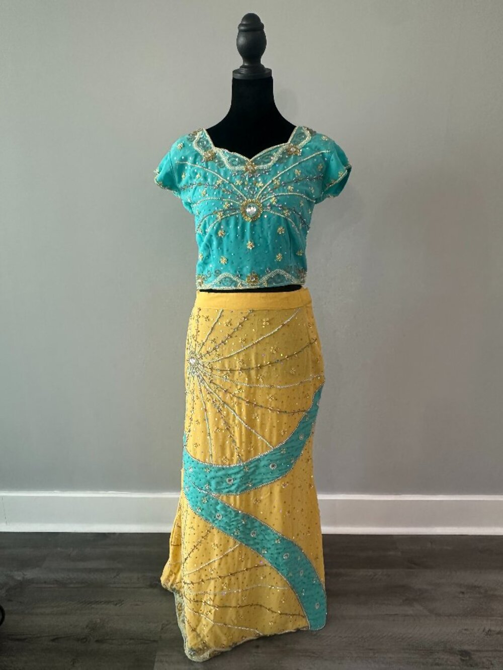 NEW 3 piece Lehenga Choli - Yellow, Turquoise, Multicolor Embroidery, Small, S